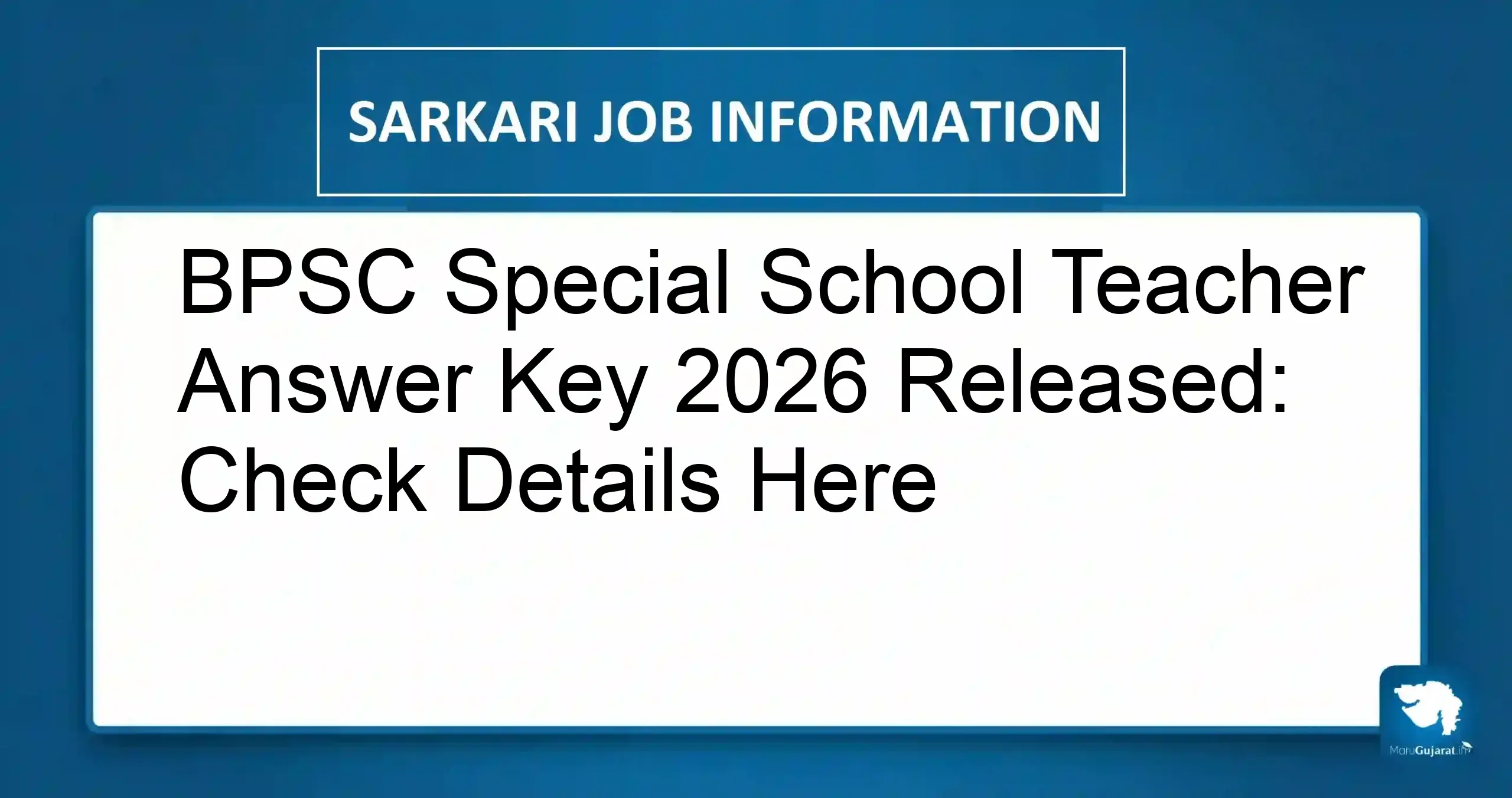BPSC Special School Teacher Answer Key 2026