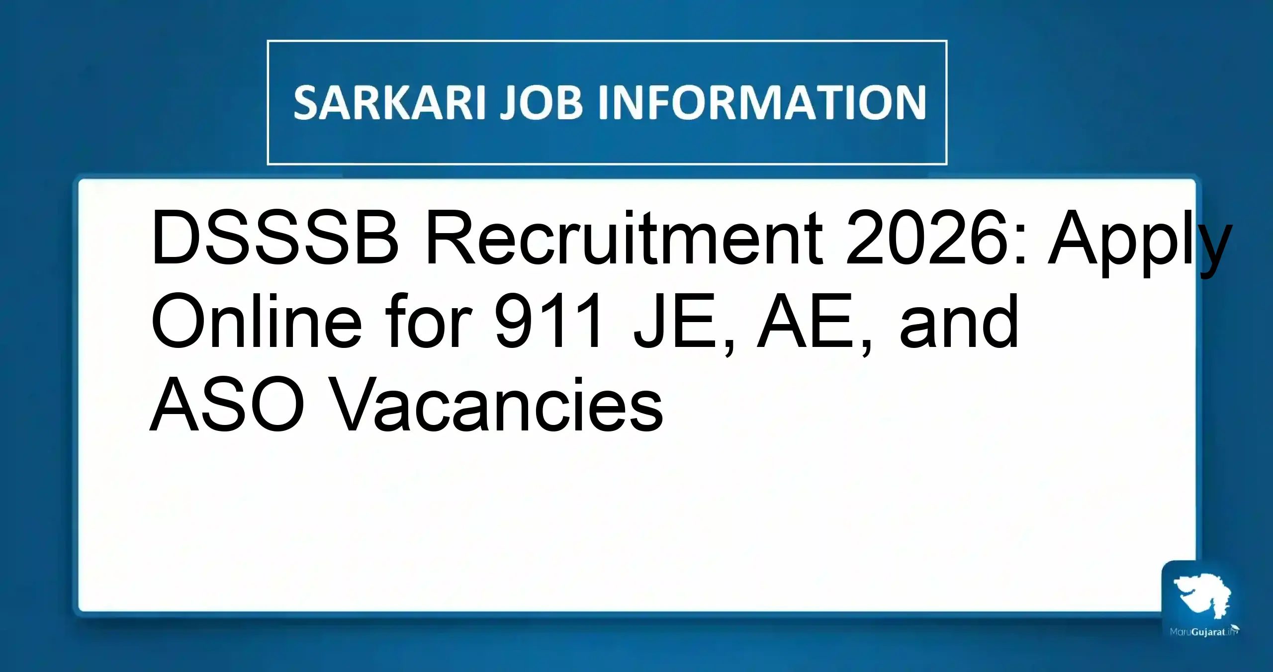 DSSSB Recruitment 2026