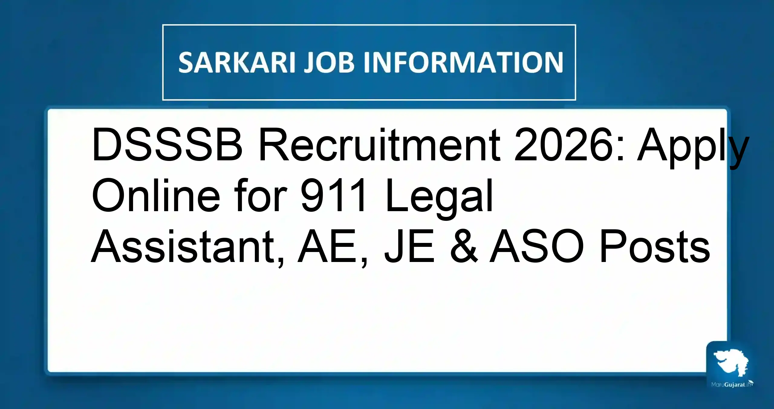 DSSSB Recruitment 2026