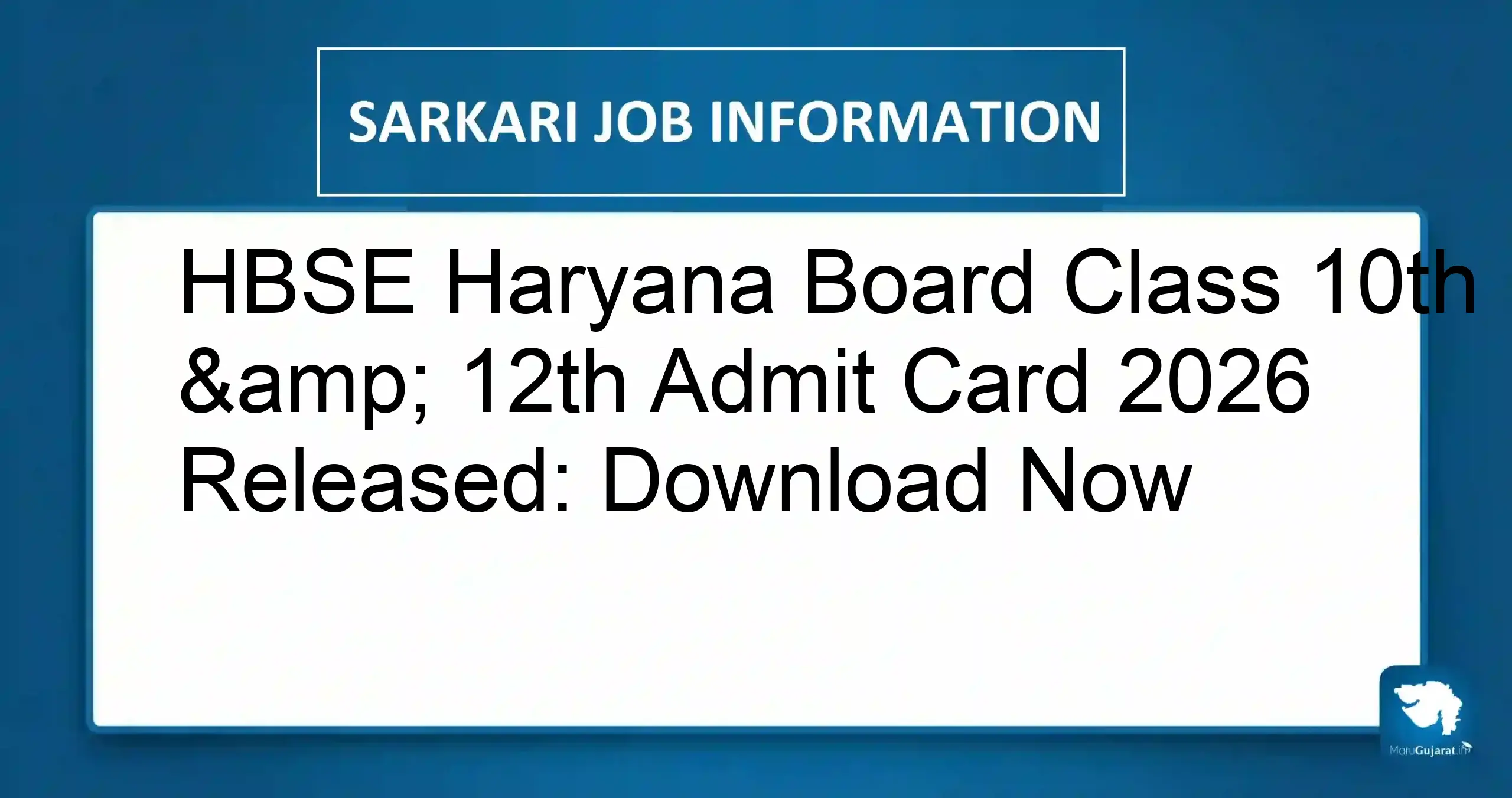 HBSE Class 10th 12th Admit Card 2026