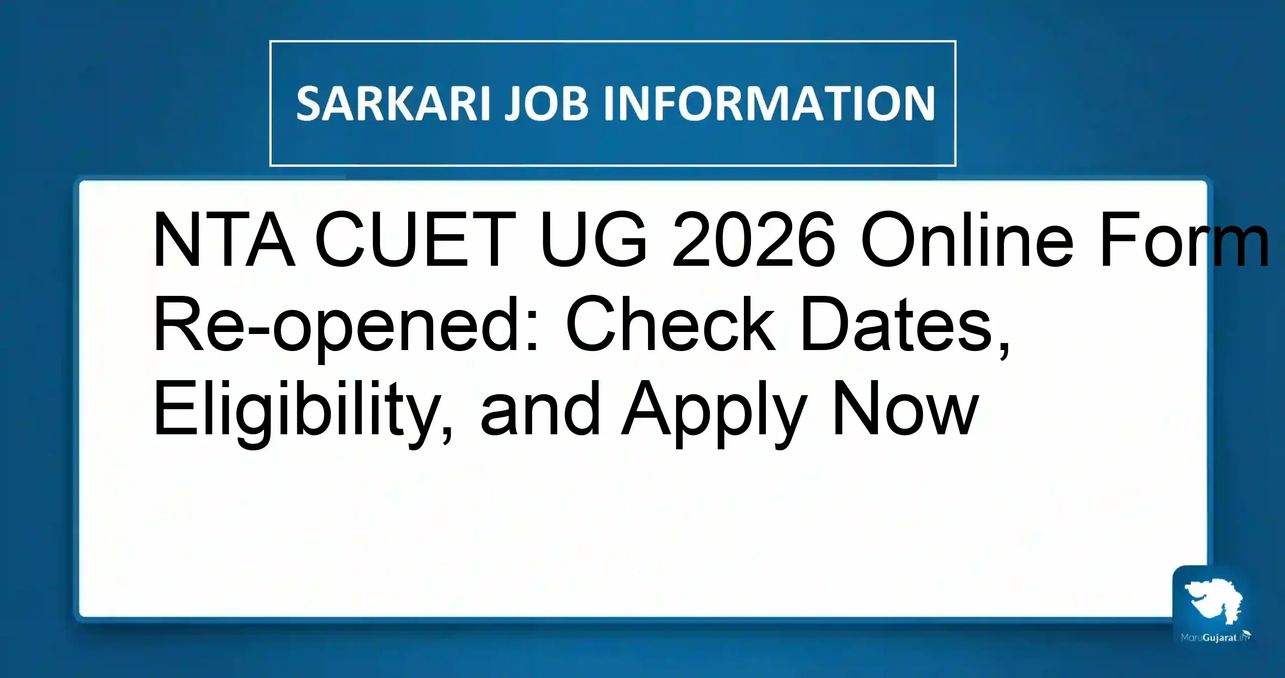 NTA CUET UG Online Form 2026