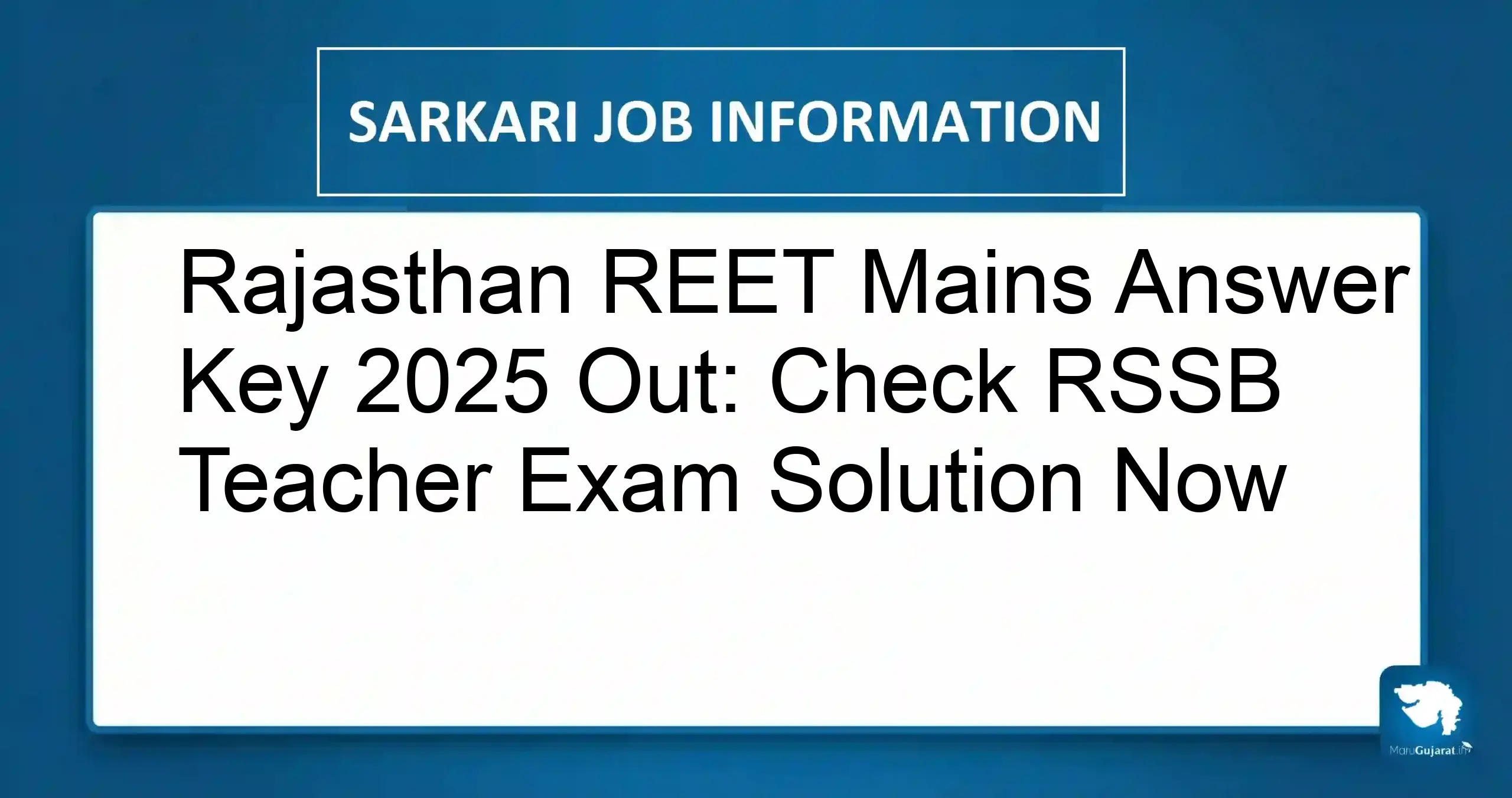 Rajasthan REET Mains Answer Key 2025