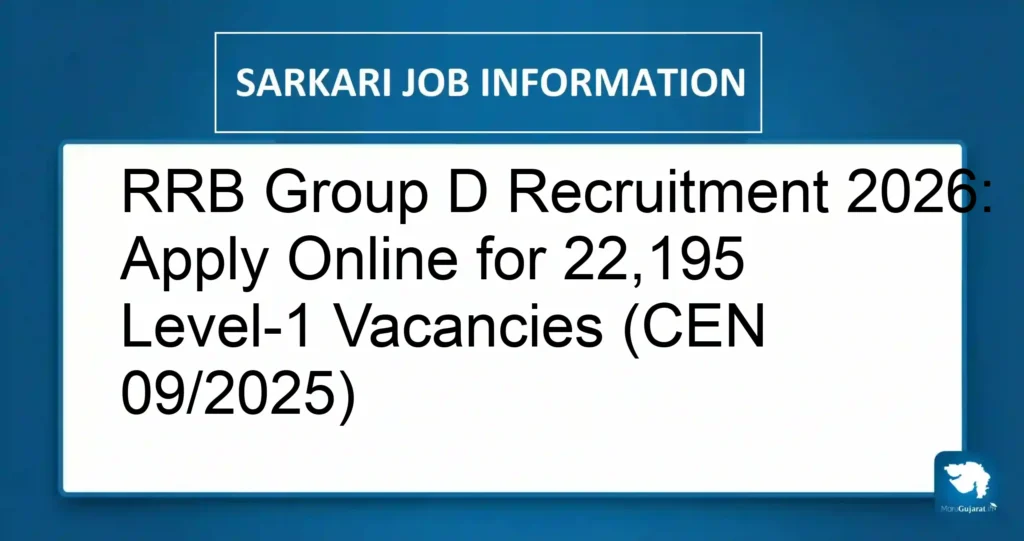 RRB Group D Recruitment 2026: Apply Online for 22,195 Level-1 Vacancies (CEN 09/2025)