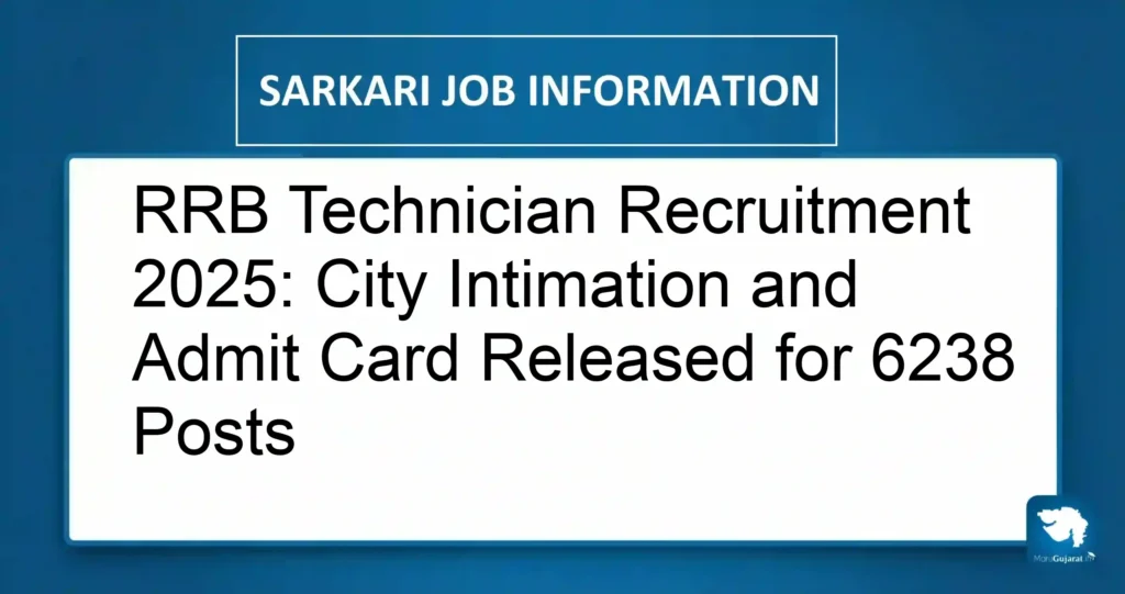 RRB Technician Recruitment 2025: City Intimation and Admit Card Released for 6238 Posts