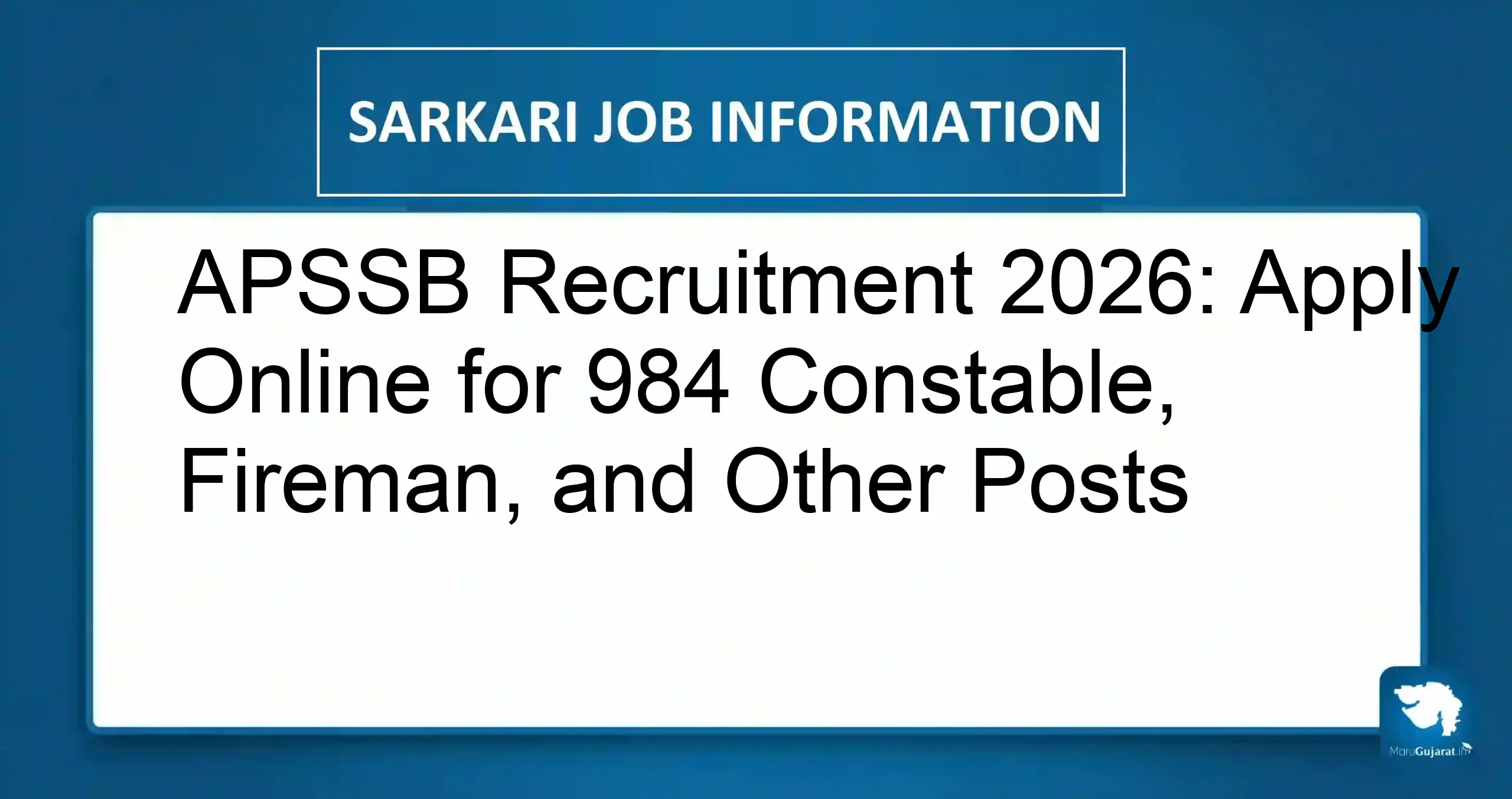 APSSB Recruitment 2026