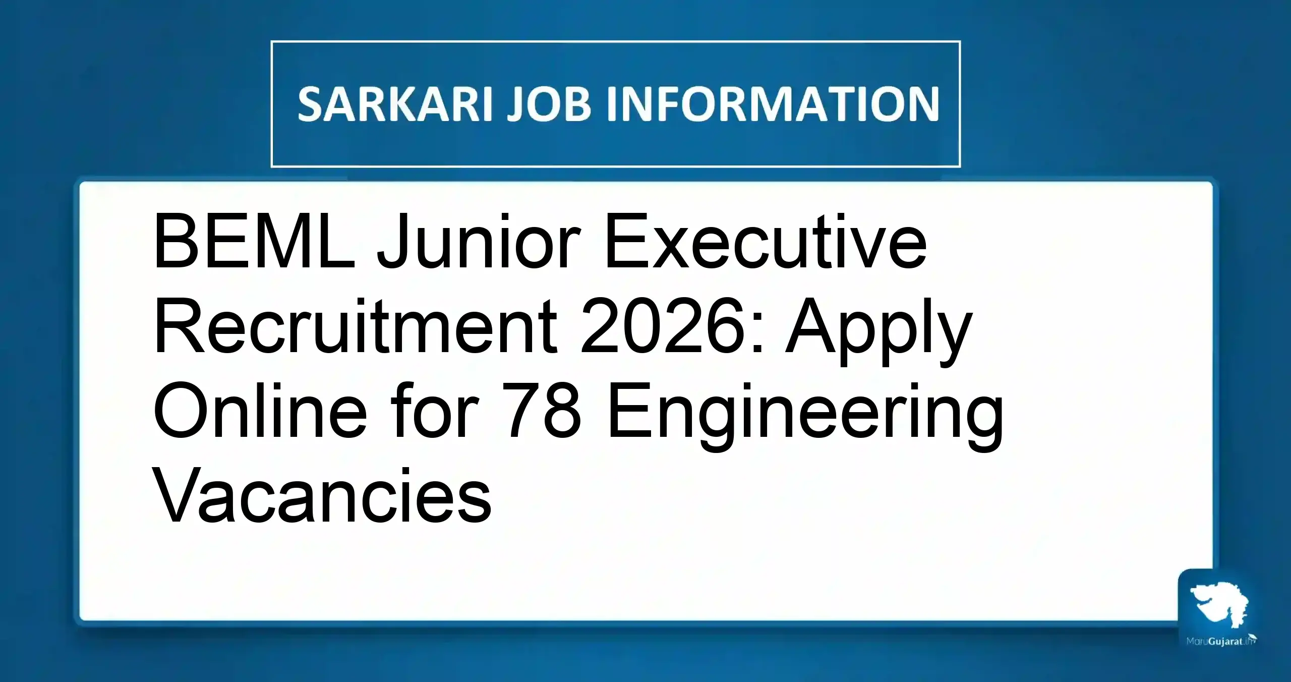 BEML Junior Executive Recruitment 2026