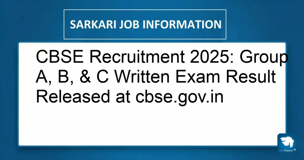 CBSE Recruitment 2025: Group A, B, & C Written Exam Result Released at cbse.gov.in