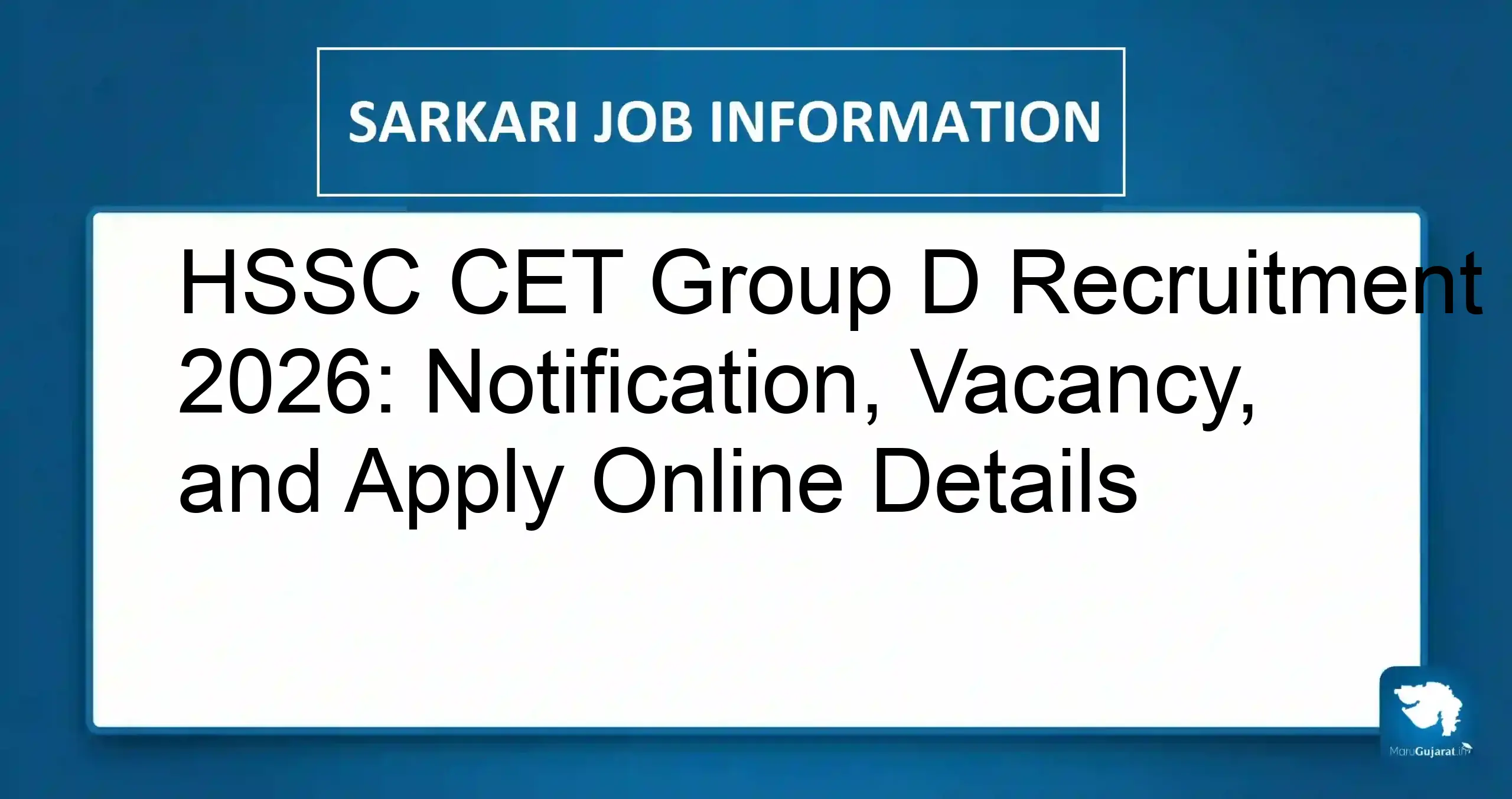 HSSC CET Group D Recruitment 2026