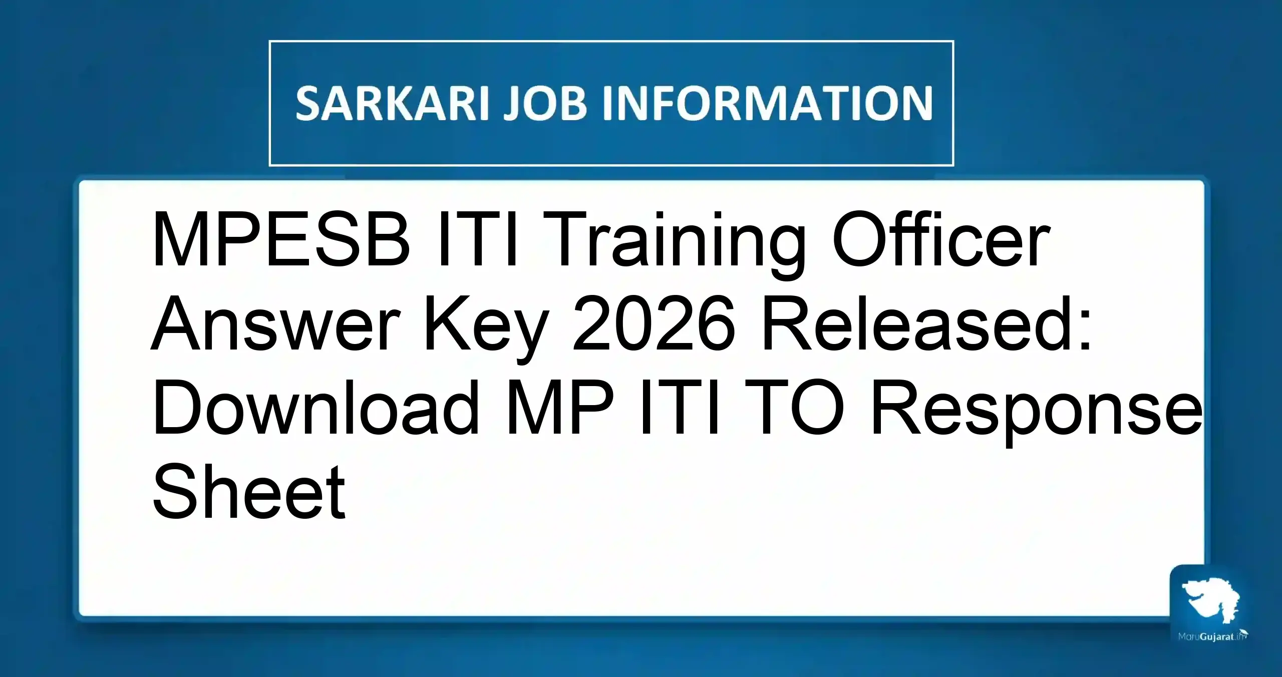 MPESB ITI Training Officer Answer Key 2026