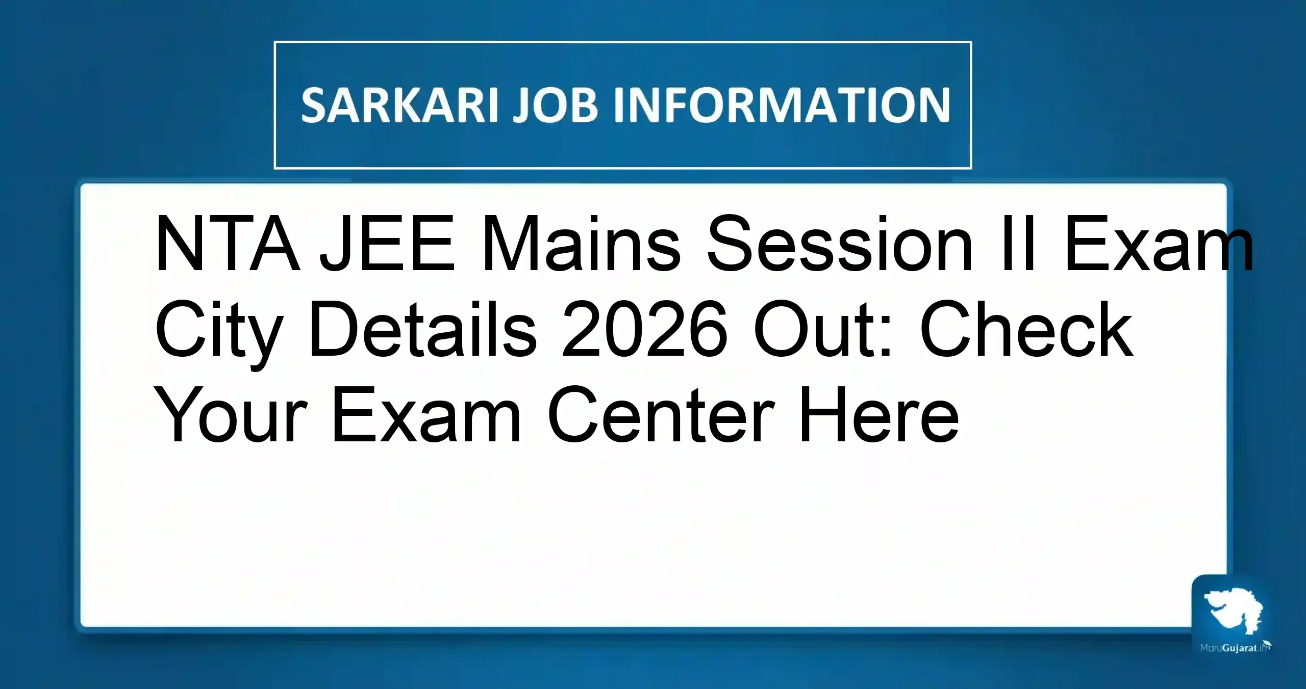NTA JEE Mains Session II Exam City Details 2026