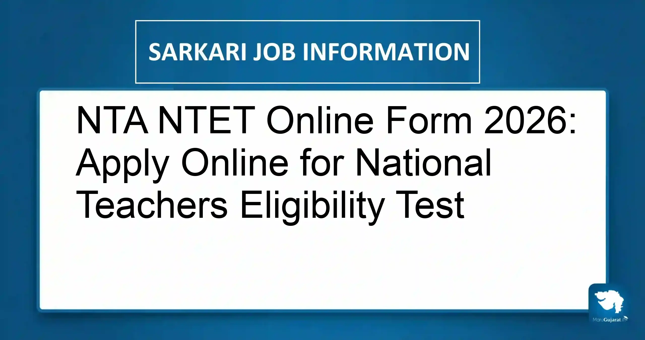 NTA NTET Online Form 2026