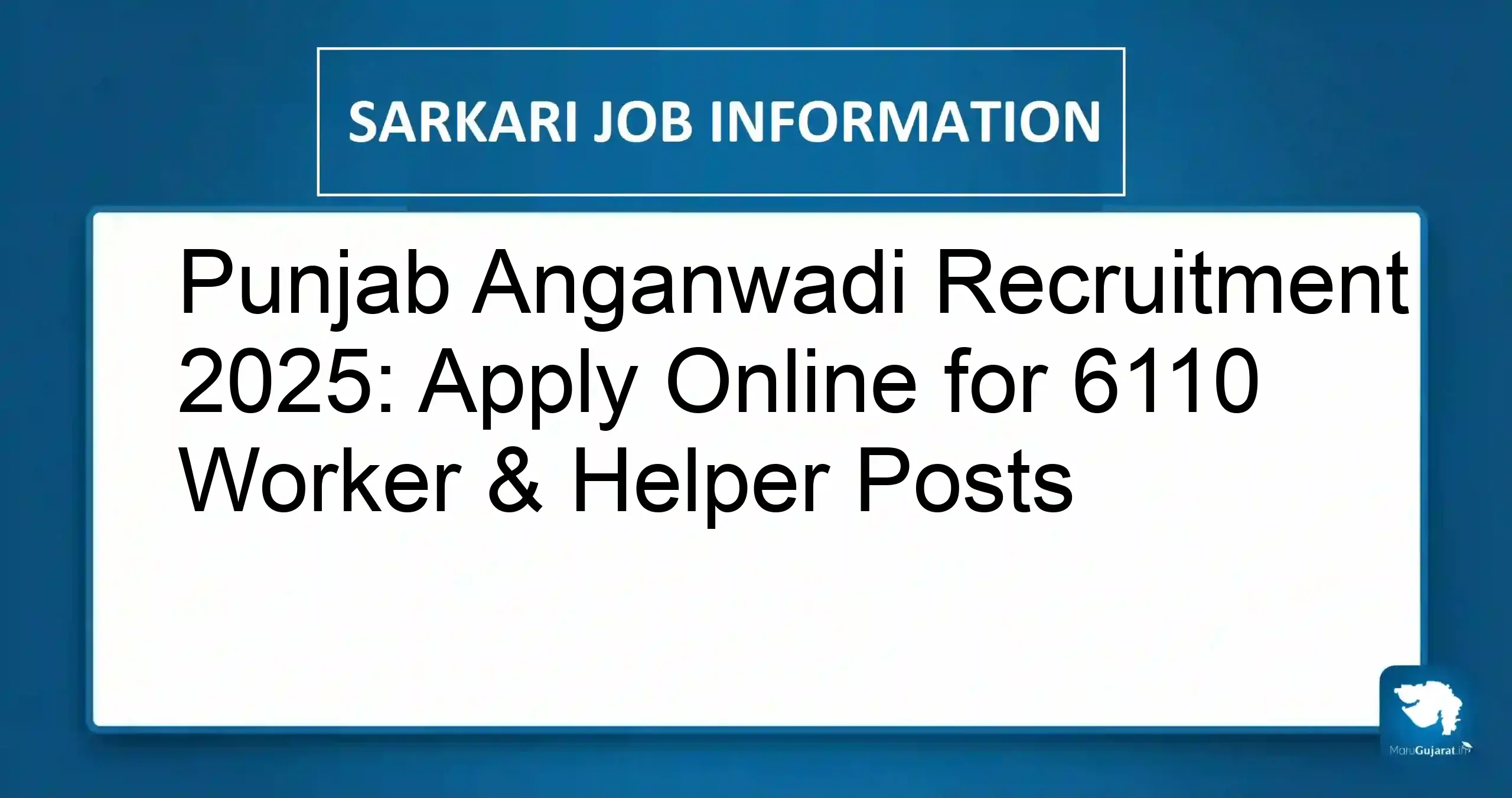 Punjab Anganwadi Recruitment 2025