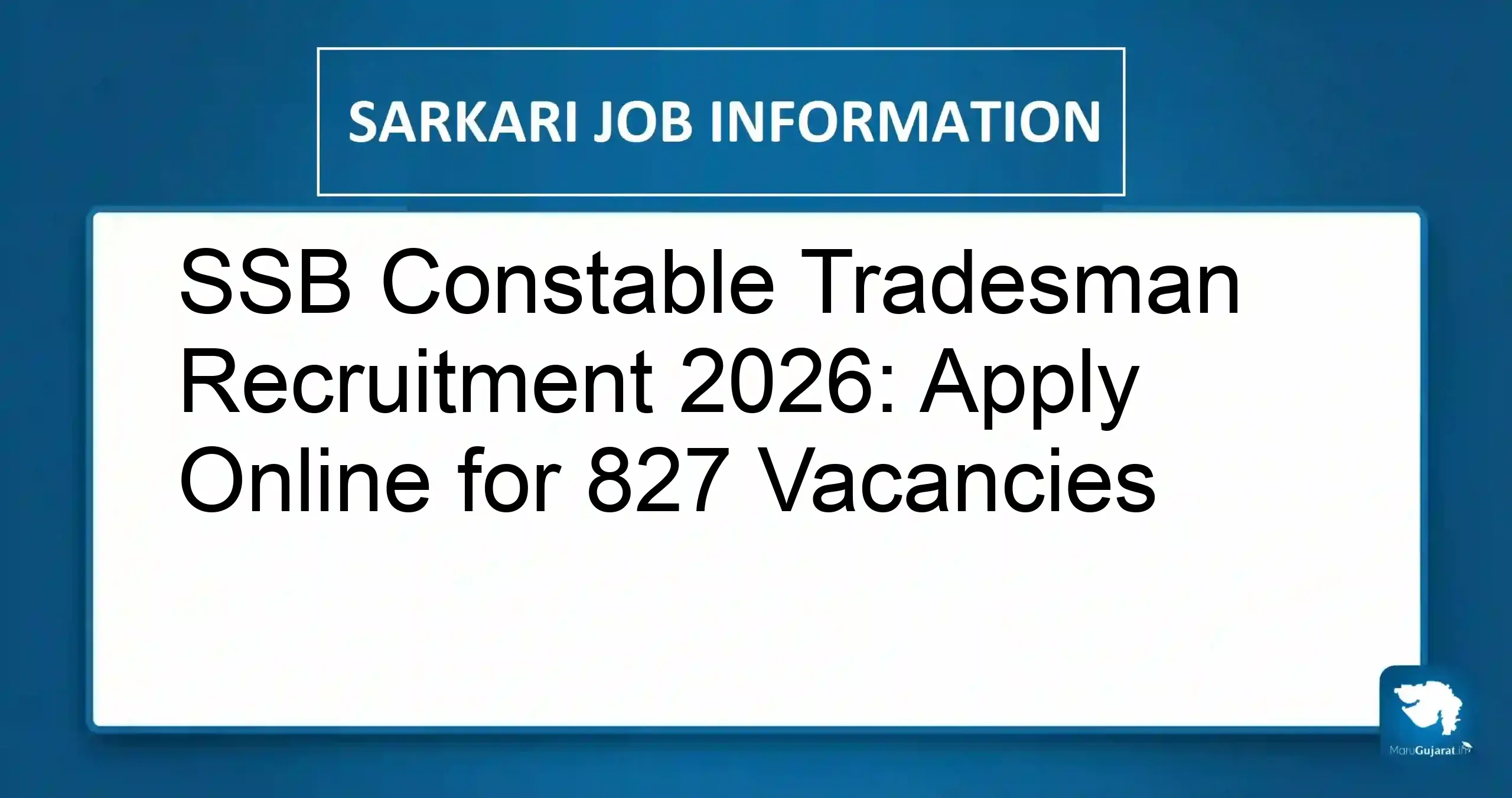SSB Constable Tradesman Recruitment 2026