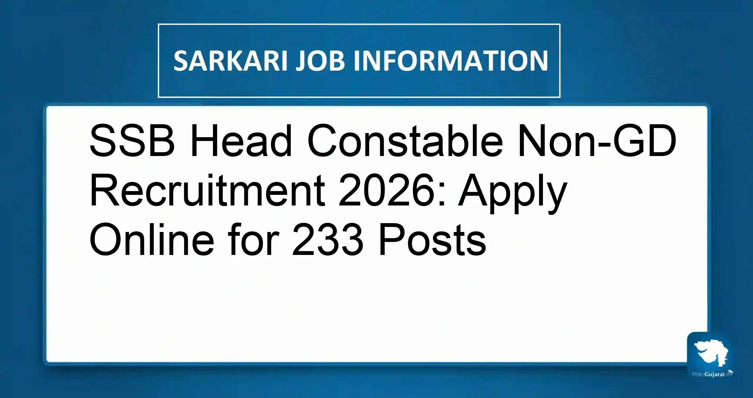 SSB Head Constable Recruitment 2026