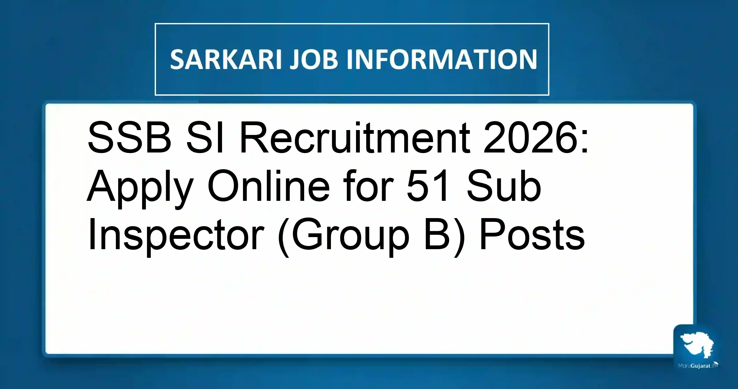 SSB SI Recruitment 2026