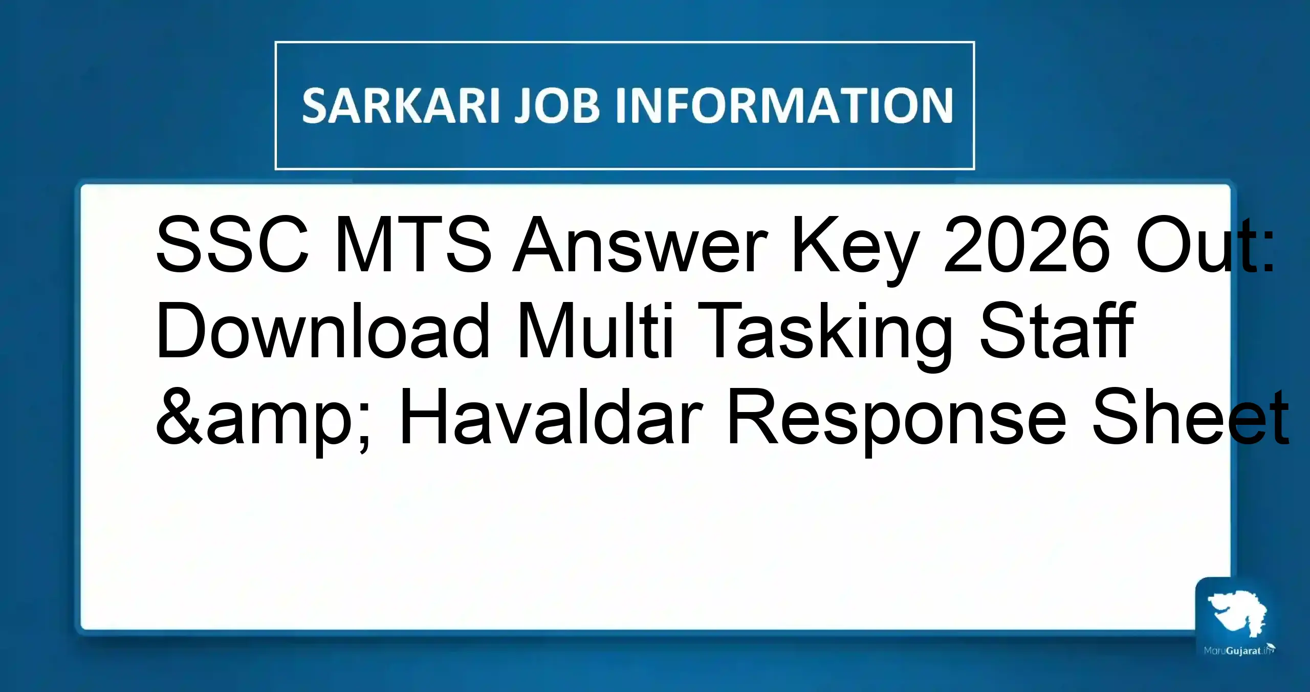 SSC MTS Answer Key 2026