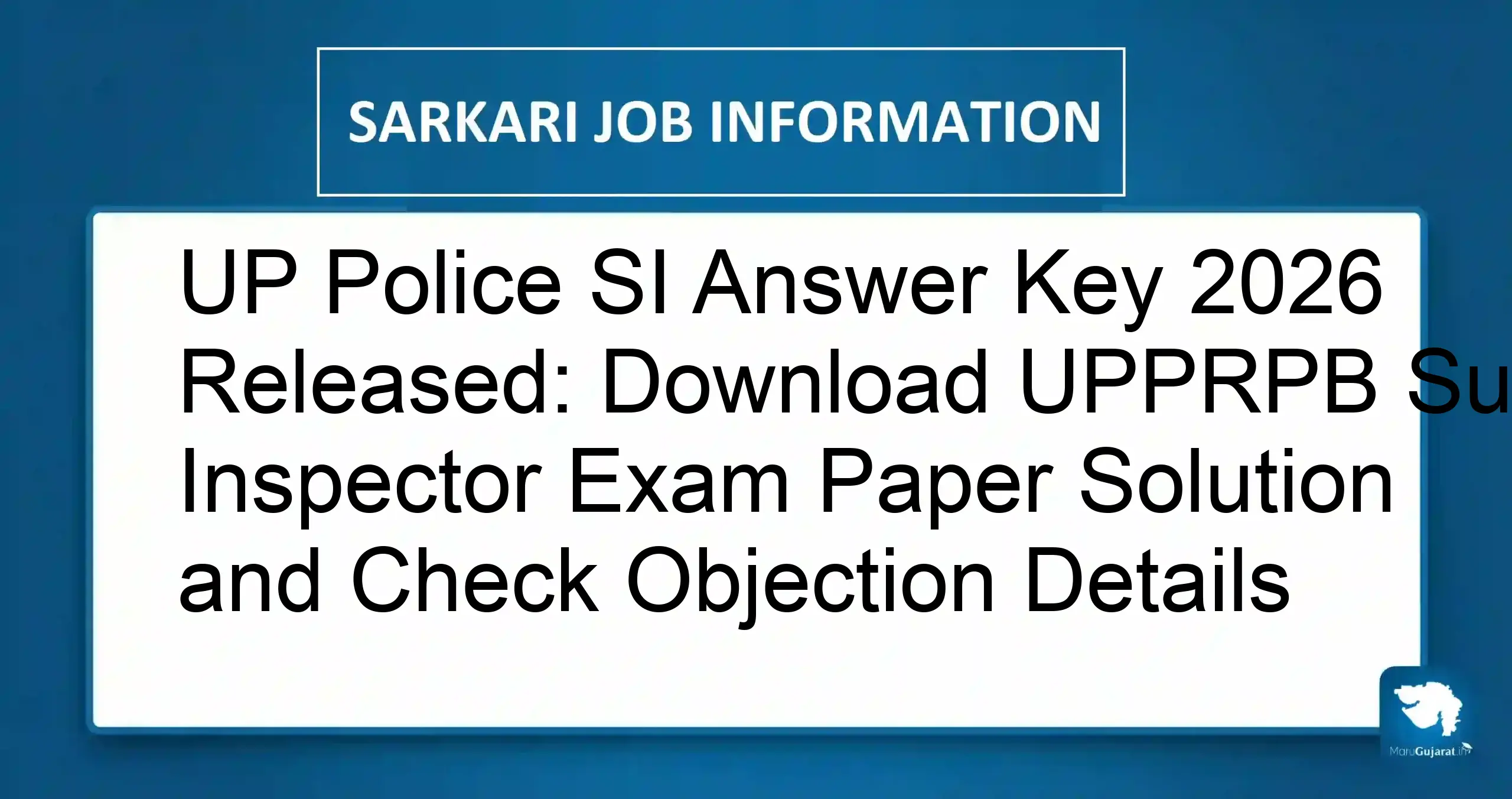 UP Police SI Answer Key 2026