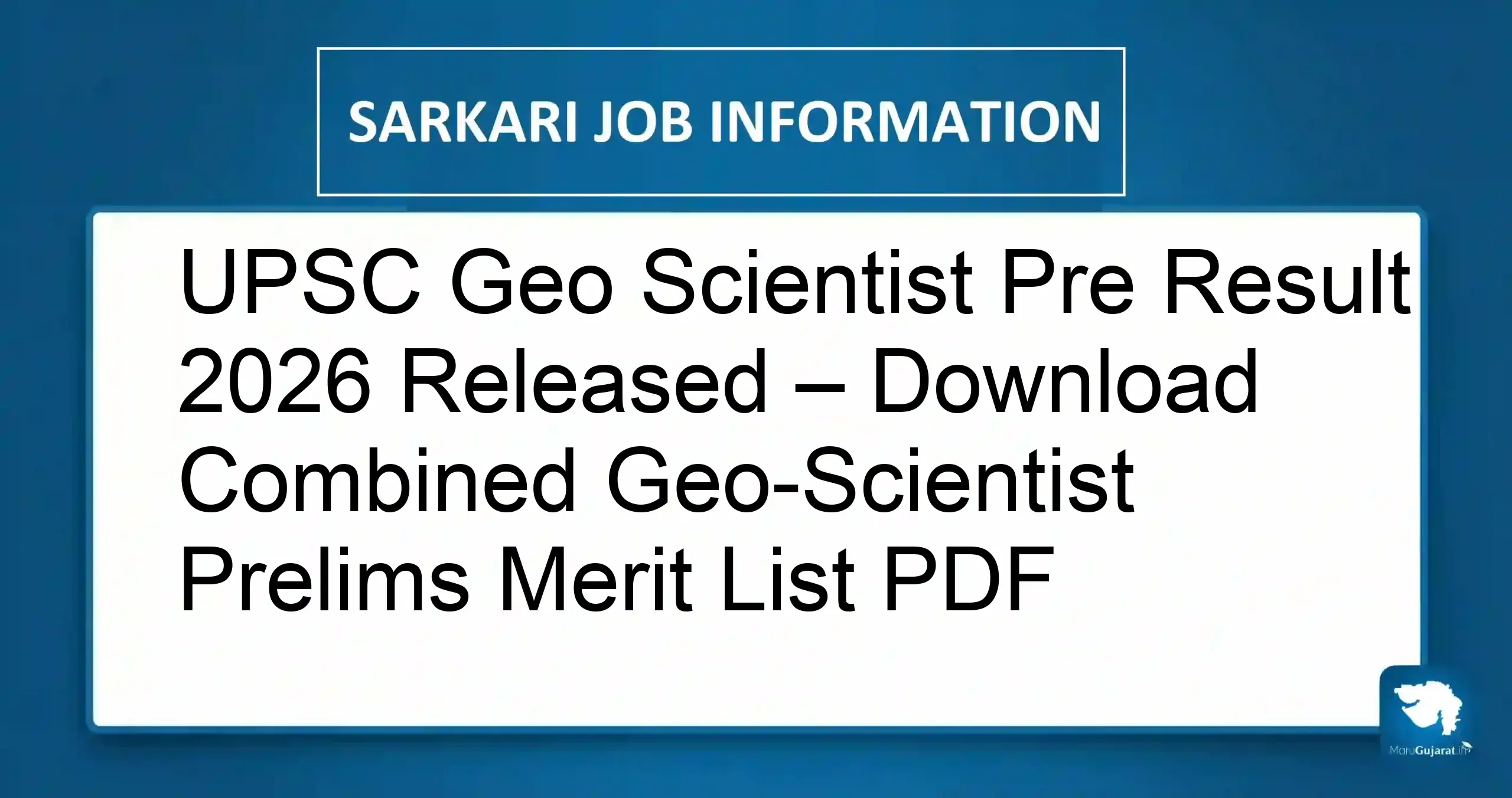 UPSC Geo Scientist Pre Result 2026
