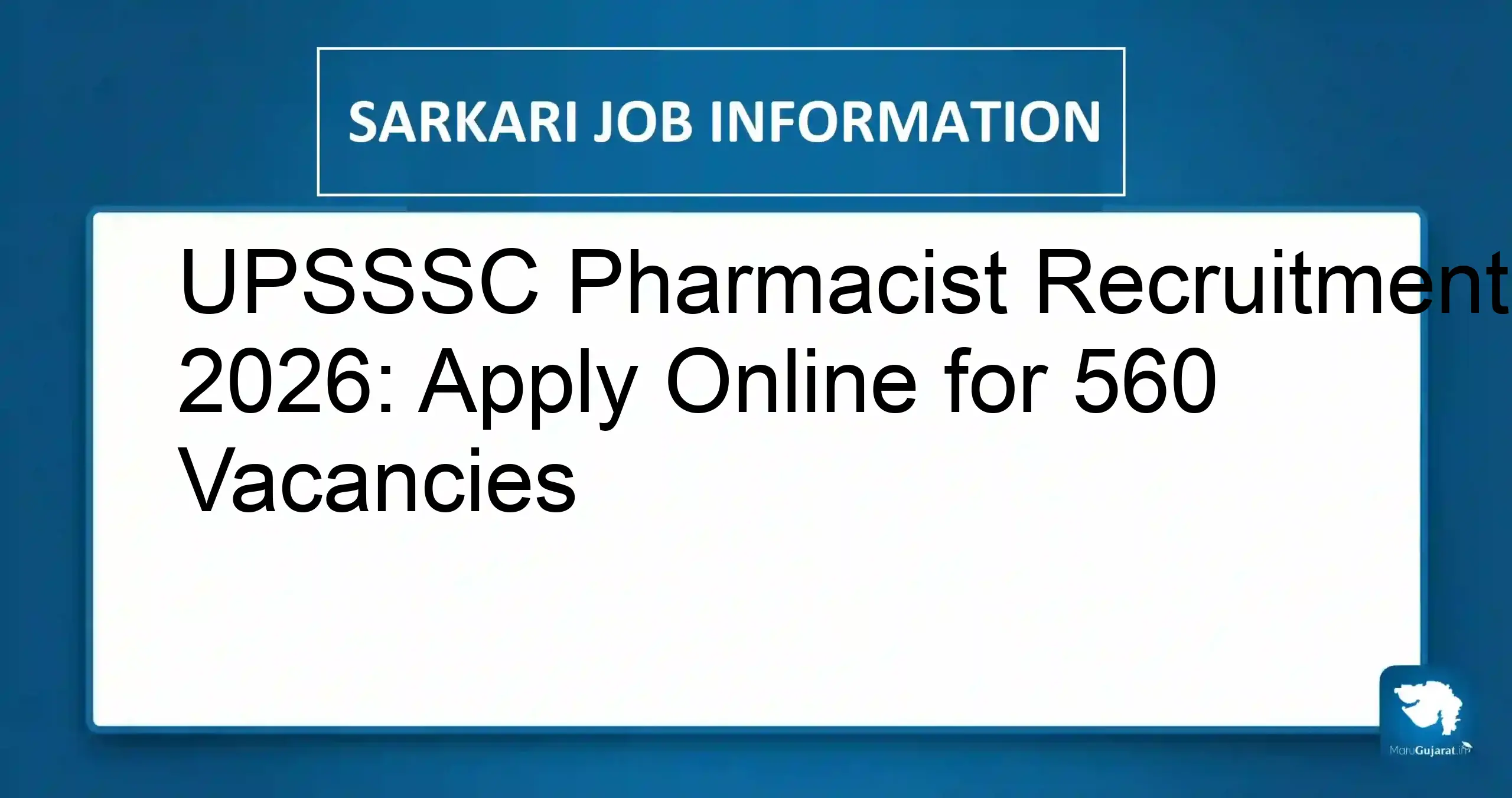 UPSSSC Pharmacist Recruitment 2026